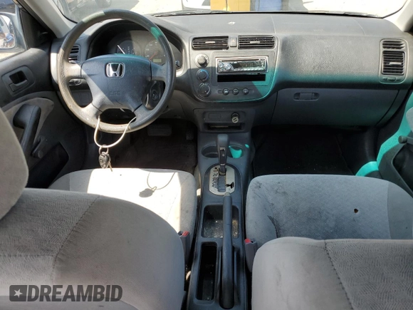 2001 Honda Civic DX with VIN 2HGES16261H588886, listed as a Copart auction lot 53163734 with 193,104 mi miles and Salvage Title. Bid and sale history available at carsss.com. Image 8.