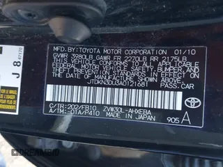 2010 Toyota Prius II with VIN JTDKN3DU3A0121681, listed as a IAAI auction lot 41840218 with 158,644 mi miles and . Bid and sale history available at DreamBid. Image 9.