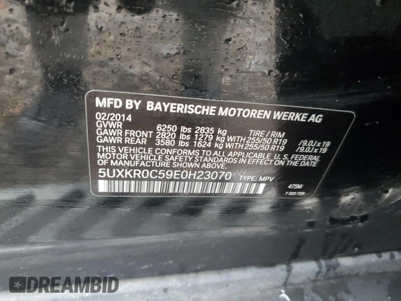 2014 BMW X5 xDrive35i z VIN 5UXKR0C59E0H23070, wystawiony jako Copart lot #55814815 z przebiegiem 113 895 mil mil oraz Szkody całkowita. Historia ofert i sprzedaży dostępna na DreamBid. Obrazek 12.