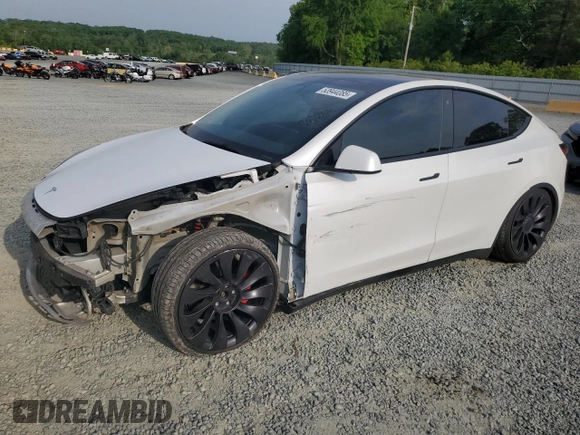2021 Tesla Model Y Performance z VIN 5YJYGDEF0MF258819, wystawiony jako Copart lot #53944085 z przebiegiem 55 252 mil mil oraz Szkoda całkowita • Salvage title. Historia ofert i sprzedaży dostępna na DreamBid. Obrazek 1.