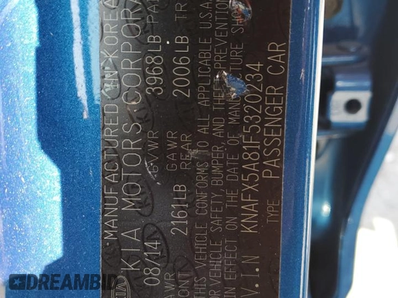2015 Kia Forte EX with VIN KNAFX5A81F5320234, listed as a Copart auction lot 52598225 with 40,242 mi miles and Salvage Title. Bid and sale history available at DreamBid. Image 14.