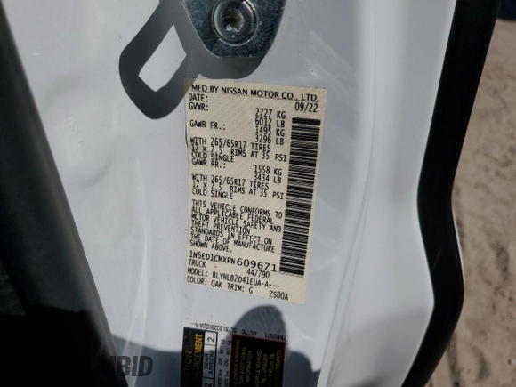 2023 Nissan Frontier S z VIN 1N6ED1CMXPN609671, wystawiony jako Copart lot #77313244 z przebiegiem 38 243 mil mil oraz Szkoda całkowita • Salvage title. Historia ofert i sprzedaży dostępna na DreamBid. Obrazek 15.