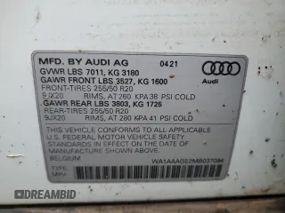 2021 Audi e-tron Premium z VIN WA1AAAGE2MB037094, wystawiony jako Copart lot #58707925 z przebiegiem Nie podano mil oraz Szkody całkowita. Historia ofert i sprzedaży dostępna na DreamBid. Obrazek 12.