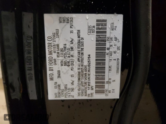 2006 Ford Explorer XLT with VIN 1FMEU63E36UB25284, listed as a Copart auction lot 51460415 with 288,107 mi miles and Salvage title. Bid and sale history available at DreamBid. Image 16.