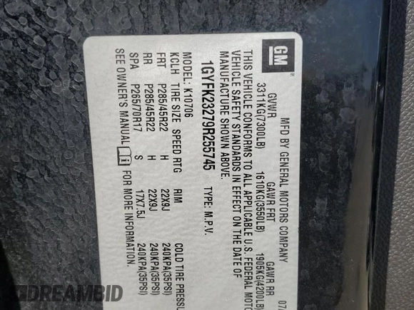 2009 Cadillac Escalade z VIN 1GYFK23279R255745, wystawiony jako Copart lot #50823945 z przebiegiem 209 978 mil mil oraz Szkoda całkowita • Salvage title. Historia ofert i sprzedaży dostępna na DreamBid. Obrazek 13.