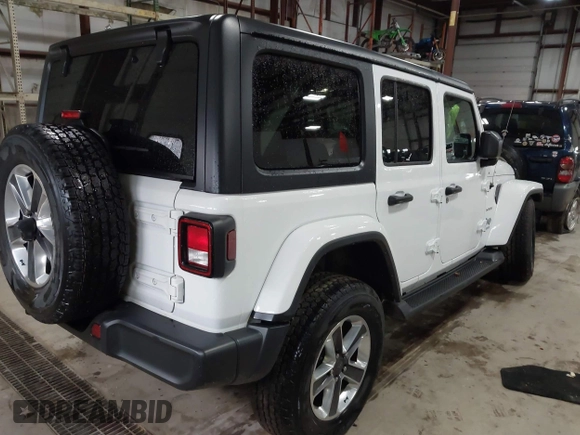 2021 Jeep Wrangler Unlimited Sahara with VIN 1C4HJXEG2MW655357, listed as a IAAI auction lot 41724695 with 37,644 mi miles and . Bid and sale history available at DreamBid. Image 4.