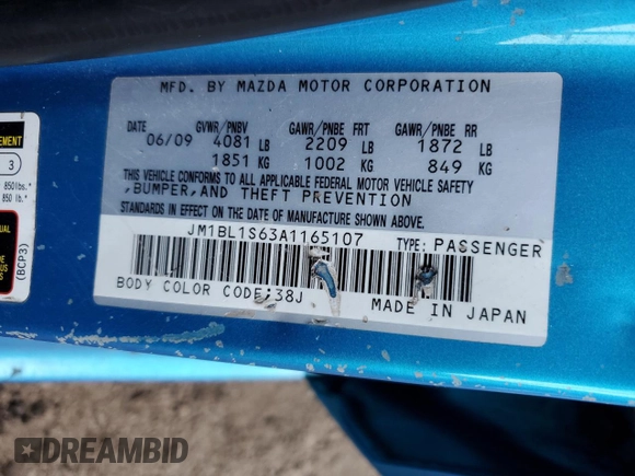 2010 Mazda 3 S Sport with VIN JM1BL1S63A1165107, listed as a Copart auction lot 41843565 with 199,276 mi miles and Salvage Title. Bid and sale history available at DreamBid. Image 13.