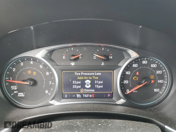 2020 Chevrolet Equinox Premier z VIN 2GNAXXEV2L6215315, wystawiony jako Copart lot #56130795 z przebiegiem 74 316 mil mil oraz Szkoda całkowita • Salvage title. Historia ofert i sprzedaży dostępna na DreamBid. Obrazek 9.