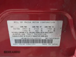 2006 Mazda 3 s z VIN JM1BK324561509329, wystawiony jako IAAI lot #42409792 z przebiegiem 91 690 mil mil oraz . Historia ofert i sprzedaży dostępna na DreamBid. Obrazek 9.