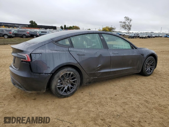 2025 Tesla Model 3 Long Range with VIN 5YJ3E1EA8SF920713, listed as a Copart auction lot 45182445 with 517 mi miles and Salvage title. Bid and sale history available at DreamBid. Image 3.