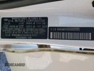 2016 Kia Rio LX with VIN KNADM4A36G6663261, listed as a Copart auction lot 56810774 with 154,428 mi miles and Salvage Title. Bid and sale history available at carsss.com. Image 14.