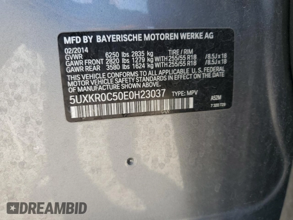 2014 BMW X5 xDrive35i z VIN 5UXKR0C50E0H23037, wystawiony jako Copart lot #56145725 z przebiegiem 82 955 mil mil oraz Szkody całkowita. Historia ofert i sprzedaży dostępna na DreamBid. Obrazek 13.