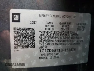 2018 Chevrolet Malibu LT with VIN 1G1ZD5ST1JF151436, listed as a Copart auction lot 51004325 with 147,958 mi miles and Salvage Title. Bid and sale history available at carsss.com. Image 14.