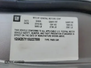 2006 Cadillac DTS 1SC z VIN 1G6KD57Y16U227899, wystawiony jako Copart lot #51848255 z przebiegiem Nie podano mil oraz Szkoda całkowita • Salvage title. Historia ofert i sprzedaży dostępna na DreamBid. Obrazek 15.