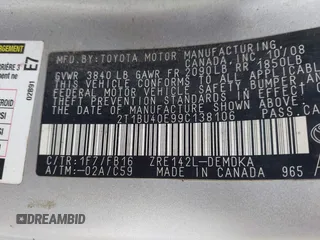 2009 Toyota Corolla with VIN 2T1BU40E99C138106, listed as a IAAI auction lot 42718093 with 203,233 mi miles and . Bid and sale history available at DreamBid. Image 9.