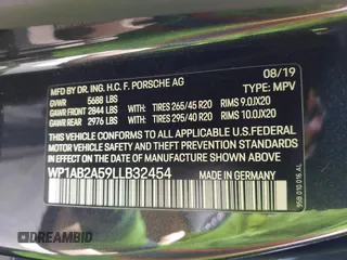 2020 Porsche Macan S z VIN WP1AB2A59LLB32454, wystawiony jako IAAI lot #42498723 z przebiegiem 80 720 mil mil oraz . Historia ofert i sprzedaży dostępna na DreamBid. Obrazek 9.