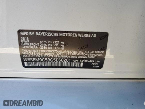 2016 BMW M3 z VIN WBS8M9C58G5E68201, wystawiony jako Copart lot #41220633 z przebiegiem Nie podano mil oraz . Historia ofert i sprzedaży dostępna na DreamBid. Obrazek 14.