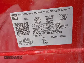 2024 GMC Terrain SLE с VIN 3GKALMEG1RL279245, выставлен на аукционе IAAI как лот 42095518 с пробегом 26 193 миль миль и . История ставок и продаж доступна на DreamBid. Изображение 9.