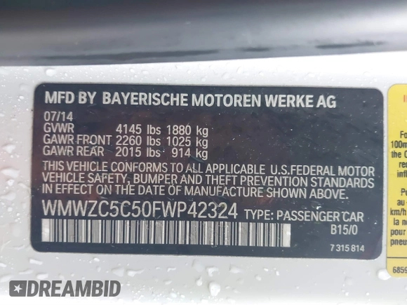 2015 MINI Cooper Countryman S with VIN WMWZC5C50FWP42324, listed as a IAAI auction lot 41795698 with 95,746 mi miles. Bid and sale history available at carsss.com. Image 9.