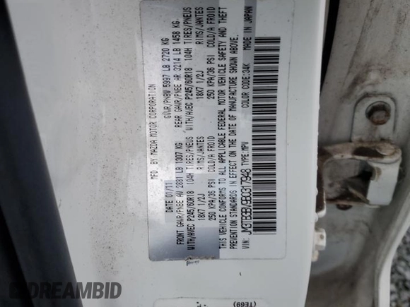 2011 Mazda CX-9 Sport with VIN JM3TB3BV9B0317948, listed as a Copart auction lot 84516814 with 141,935 mi miles and Clean Title. Bid and sale history available at DreamBid. Image 12.
