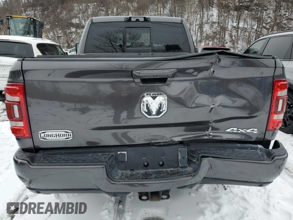 2023 Ram 2500 Longhorn with VIN 3C6UR5GL0PG509393, listed as a Copart auction lot 44951365 with 0 mi miles and Salvage Title. Bid and sale history available at carsss.com. Image 6.
