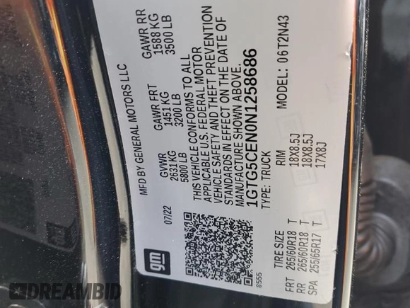 2022 GMC Canyon 2WD Elevation with VIN 1GTG5CEN0N1258686, listed as a Copart auction lot 49483185 with 32,939 mi miles and Salvage Title. Bid and sale history available at carsss.com. Image 12.