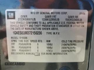 2007 GMC Envoy Denali with VIN 1GKES63M372150236, listed as a Copart auction lot 73612354 with 161,934 mi miles and Salvage Title. Bid and sale history available at DreamBid. Image 16.