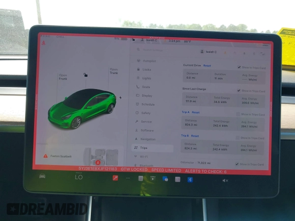 2018 Tesla Model 3 Long Range Battery z VIN 5YJ3E1EBXJF121183, wystawiony jako IAAI lot #42070712 z przebiegiem 71 823 mil mil oraz . Historia ofert i sprzedaży dostępna na DreamBid. Obrazek 7.