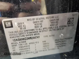 2017 Chevrolet Suburban LT z VIN 1GNSKHKC0HR244741, wystawiony jako Copart lot #57587295 z przebiegiem 187 121 mil mil oraz Nie do naprawy • Non repairable. Historia ofert i sprzedaży dostępna na DreamBid. Obrazek 13.
