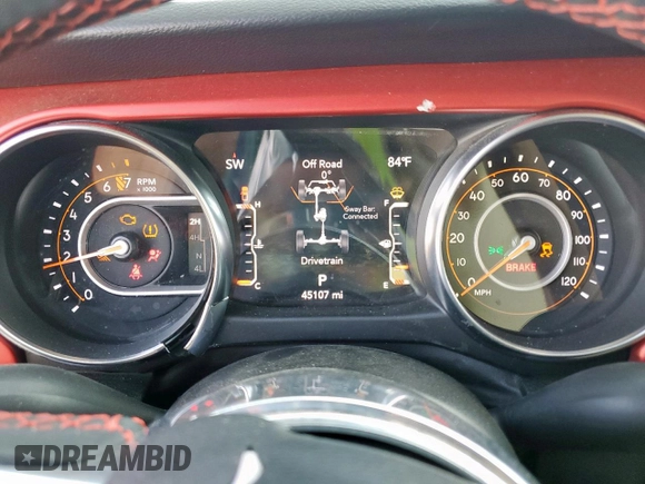 2023 Jeep Gladiator Rubicon with VIN 1C6JJTBG6PL524721, listed as a Copart auction lot 59091505 with 45,107 mi miles and Salvage title. Bid and sale history available at DreamBid. Image 9.