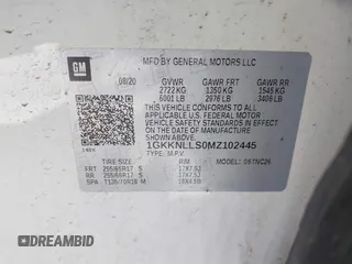 2021 GMC Acadia AT4 with VIN 1GKKNLLS0MZ102445, listed as a IAAI auction lot 41827776 with 105,336 mi miles. Bid and sale history available at carsss.com. Image 9.