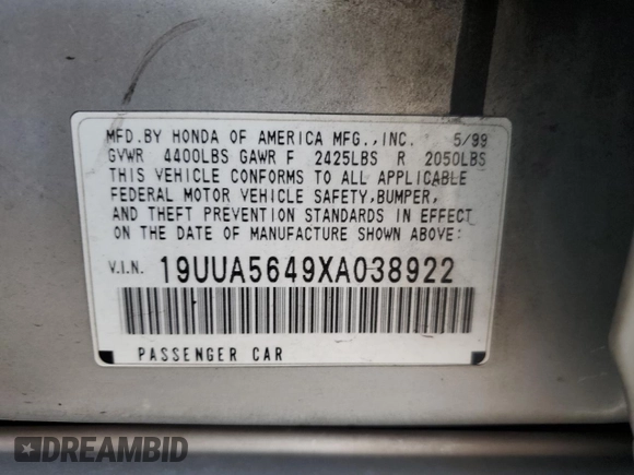1999 Acura TL with VIN 19UUA5649XA038922, listed as a Copart auction lot 42628495 with 330,899 mi miles and Salvage Title. Bid and sale history available at carsss.com. Image 12.