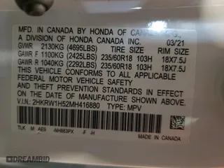 2021 Honda CR-V EX with VIN 2HKRW1H52MH416880, listed as a Copart auction lot 45844905 with 52,056 mi miles and Salvage Title. Bid and sale history available at carsss.com. Image 15.