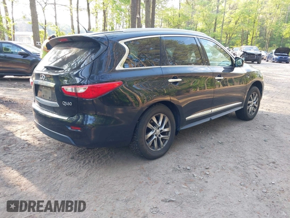 2014 Infiniti QX60 with VIN 5N1AL0MM1EC532643, listed as a IAAI auction lot 42161193 with 107,325 mi miles and . Bid and sale history available at DreamBid. Image 4.