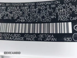 2015 Lexus ES with VIN JTHBK1GG1F2193282, listed as a IAAI auction lot 41238440 with 66,433 mi miles. Bid and sale history available at carsss.com. Image 9.