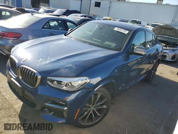 2020 BMW X4 M40i with VIN 5UX2V5C05LLE69575, listed as a Copart auction lot 75055123 with 59,810 mi miles. Bid and sale history available at carsss.com. Image 1.
