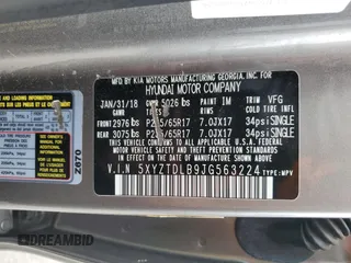 2018 Hyundai Santa Fe 2.4L with VIN 5XYZTDLB9JG563224, listed as a Copart auction lot 58470265 with 133,844 mi miles and Salvage title. Bid and sale history available at DreamBid. Image 12.
