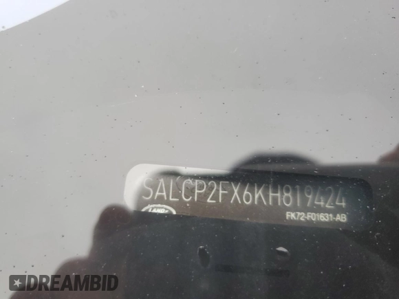 2019 Land Rover Discovery Sport SE with VIN SALCP2FX6KH819424, listed as a Copart auction lot 50988445 with 45,426 mi miles and Salvage Title. Bid and sale history available at DreamBid. Image 14.