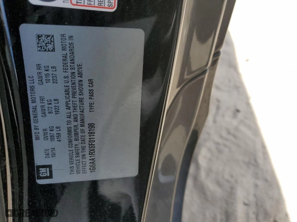 2015 Cadillac ATS Coupe Standard RWD with VIN 1G6AA1RX6F0118198, listed as a Copart auction lot 52829534 with 58,833 mi miles and Salvage Title. Bid and sale history available at carsss.com. Image 12.