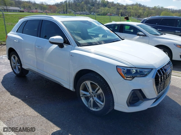 2020 Audi Q3 S line Premium with VIN WA1DECF34L1078019, listed as a IAAI auction lot 41928005 with 62,303 mi miles. Bid and sale history available at carsss.com. Image 1.