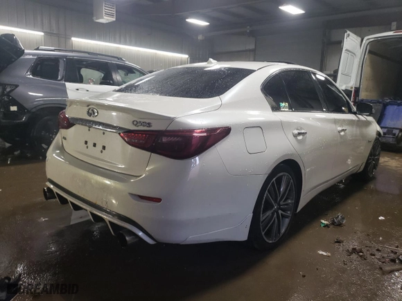 2018 Infiniti Q50 RED SPORT 400 with VIN JN1FV7AR1JM481357, listed as a Copart auction lot 47395265 with 59,455 mi miles and Salvage Title. Bid and sale history available at carsss.com. Image 3.