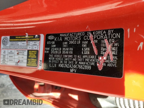 2019 Kia Soul with VIN KNDJN2A24K7662899, listed as a Copart auction lot 53484885 with 63,484 mi miles and Clean title. Bid and sale history available at DreamBid. Image 13.