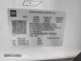 2024 Cadillac XT5 Premium Luxury AWD with VIN 1GYKNERSXRZ707816, listed as a IAAI auction lot 41749596 with 8,701 mi miles. Bid and sale history available at carsss.com. Image 9.