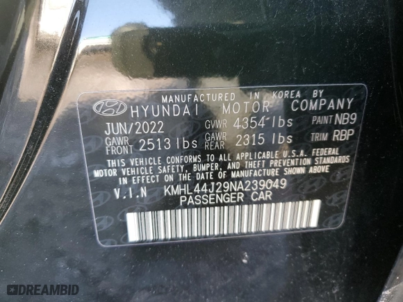 2022 Hyundai Sonata SEL Plus with VIN KMHL44J29NA239049, listed as a Copart auction lot 42486515 with 20,630 mi miles and Salvage Title. Bid and sale history available at carsss.com. Image 15.