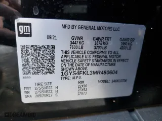 2021 Cadillac Escalade Sport with VIN 1GYS4FKL3MR480604, listed as a Copart auction lot 72822954 with 26,262 mi miles and Salvage Title. Bid and sale history available at carsss.com. Image 14.
