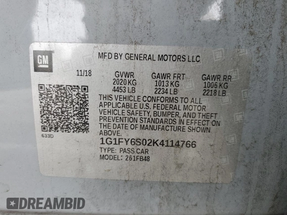2019 Chevrolet Bolt EV LT z VIN 1G1FY6S02K4114766, wystawiony jako Copart lot #53323055 z przebiegiem 159 420 mil mil oraz Szkoda całkowita • Salvage title. Historia ofert i sprzedaży dostępna na DreamBid. Obrazek 12.