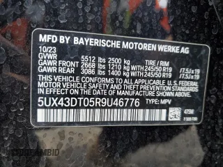 2024 BMW X4 M40i with VIN 5UX43DT05R9U46776, listed as a Copart auction lot 55015005 with 38,692 mi miles and Salvage title. Bid and sale history available at DreamBid. Image 13.