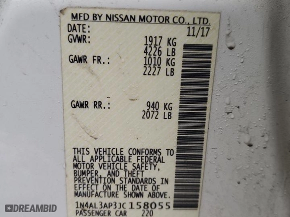 2018 Nissan Altima 2.5 SV with VIN 1N4AL3AP3JC158055, listed as a Copart auction lot 43686185 with 133,469 mi miles and Clean Title. Bid and sale history available at carsss.com. Image 14.