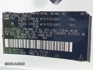 2015 Toyota Sienna LE AAS with VIN 5TDKK3DC4FS628853, listed as a IAAI auction lot 42188704 with 135,340 mi miles and . Bid and sale history available at DreamBid. Image 9.