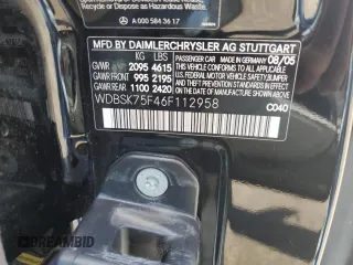 2006 Mercedes-Benz SL 500 with VIN WDBSK75F46F112958, listed as a Copart auction lot 66343425 with Not provided miles and Clean title. Bid and sale history available at DreamBid. Image 12.